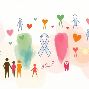 Abstract representation of community support against domestic violence