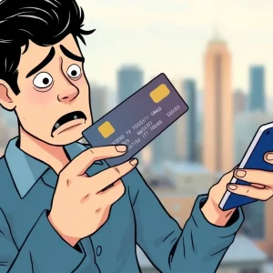Illustration depicting the concept of credit card fraud and online transactions.