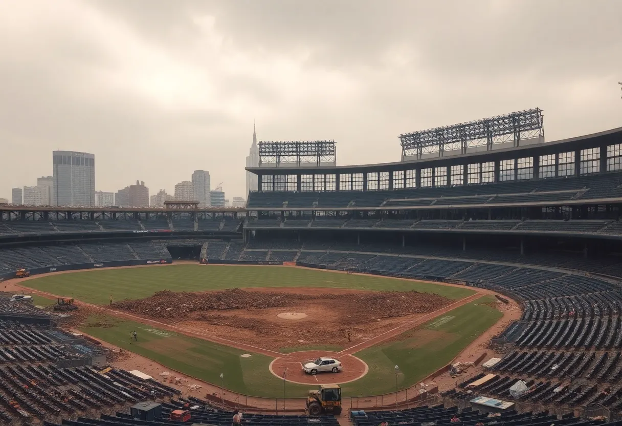Demolition being conducted at Fair Grounds Field in Shreveport