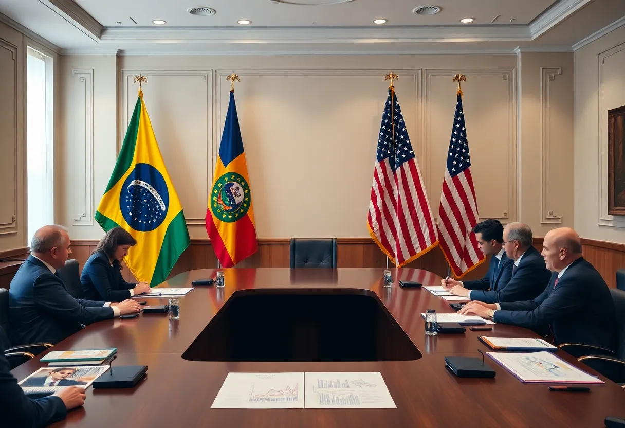 Meeting room representing Brazil and USA diplomatic tensions