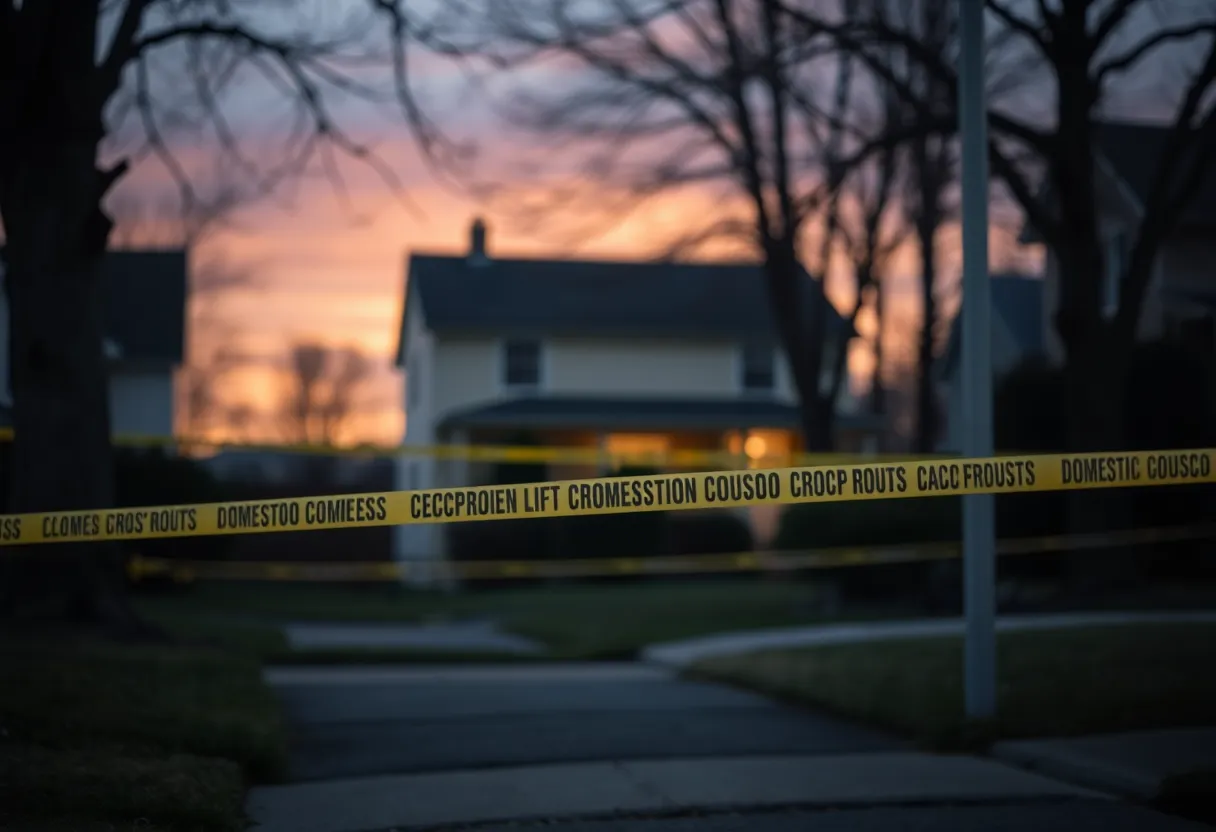Neighborhood scene highlighting domestic violence issues