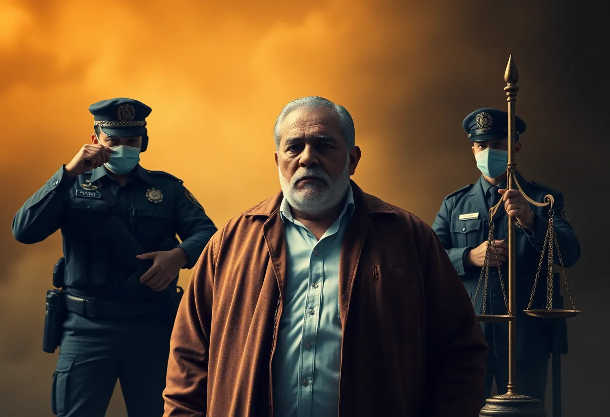 Ecuadorian authorities escorting a drug lord for extradition to the U.S.