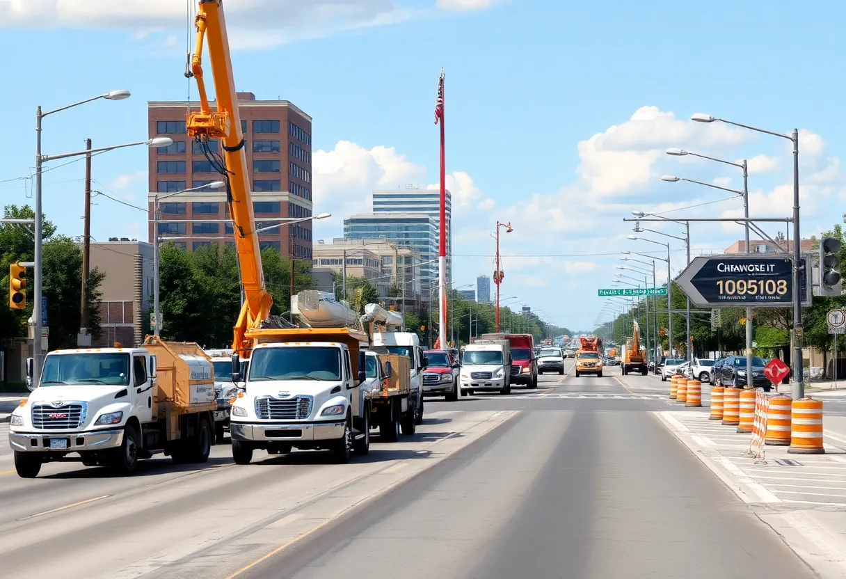 Construction work on Ford Street in Shreveport, LA