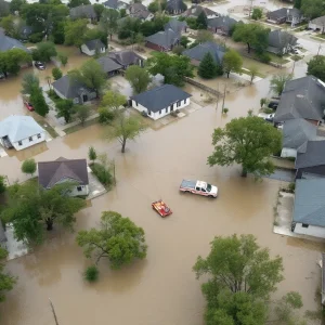 Rescue operations taking place during flooding in Kerr County, Texas