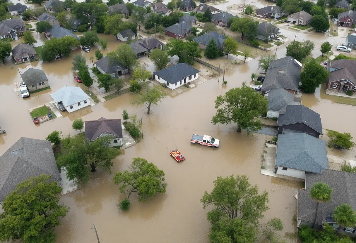 Rescue operations taking place during flooding in Kerr County, Texas