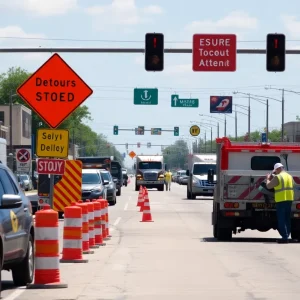 Construction work on Knight Street in Shreveport
