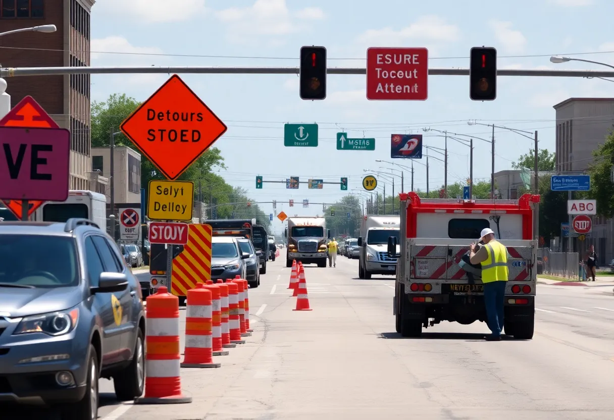 Construction work on Knight Street in Shreveport
