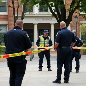 Police investigation scene at a Louisiana university