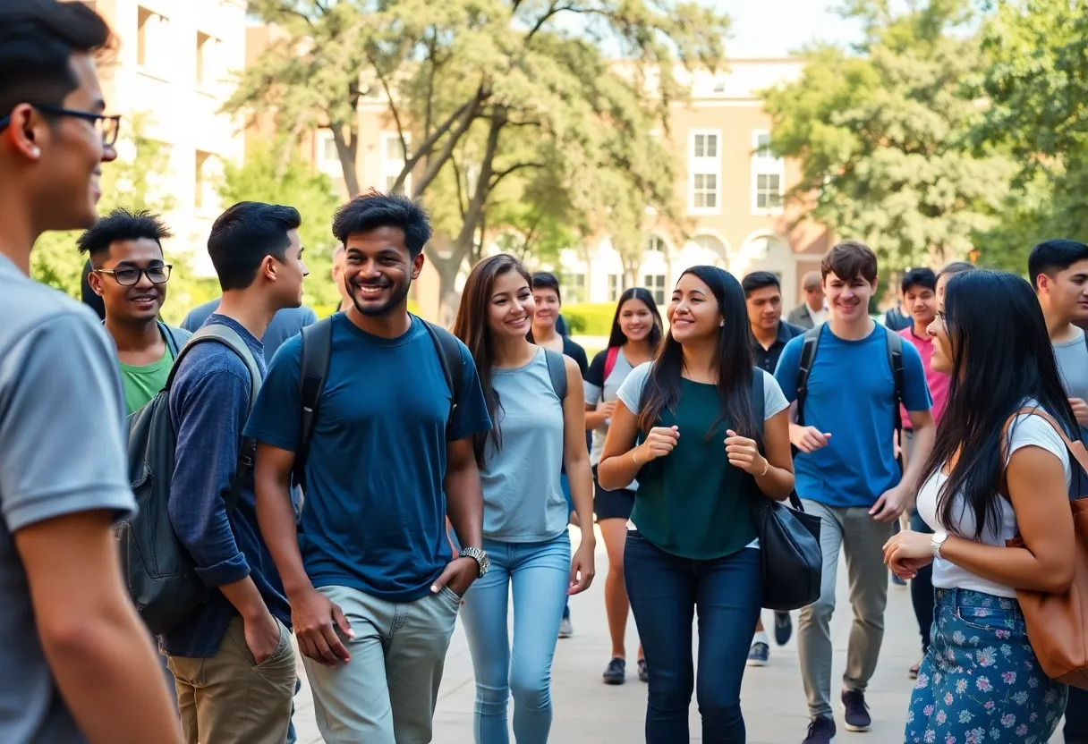 Students socializing on LSU campus