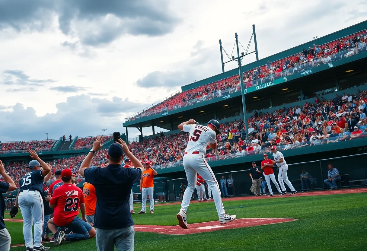 LSU Tigers celebrating their Men's College World Series win
