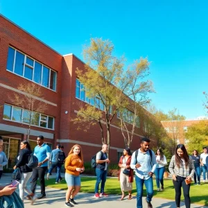 Students collaborating on a project at LSUS College of Education campus