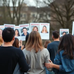 Community members gathering to support efforts in locating missing teenagers.