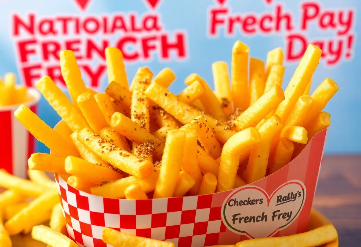 Large seasoned fries from Checkers and Rally's celebrating National French Fry Day