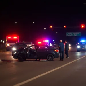 Emergency response at a car accident site involving pedestrians