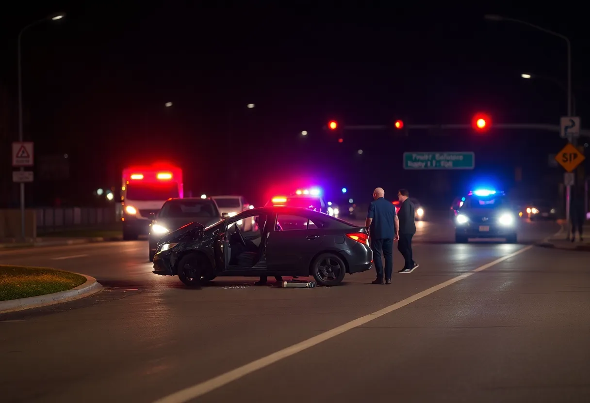 Emergency response at a car accident site involving pedestrians