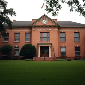 Exterior view of Notre Dame High School showcasing its architecture.