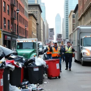City workers rally in Philadelphia during a strike.