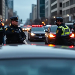 Police officers investigating a carjacking scene in Shreveport