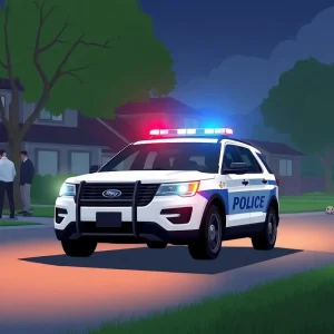 Police car responding to a domestic violence incident in Shreveport