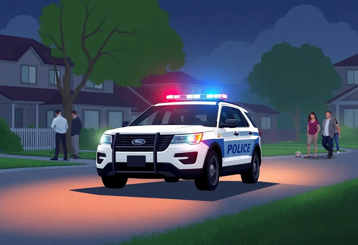 Police car responding to a domestic violence incident in Shreveport