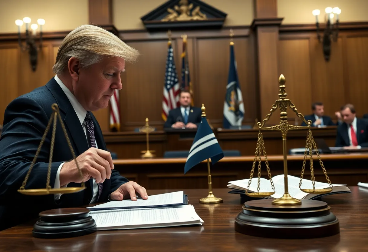 Courtroom scene illustrating political challenges in attorney appointments