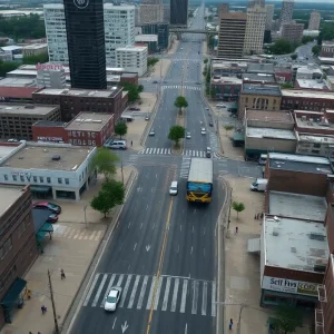 Aerial view of Shreveport, Louisiana showcasing urban stress.