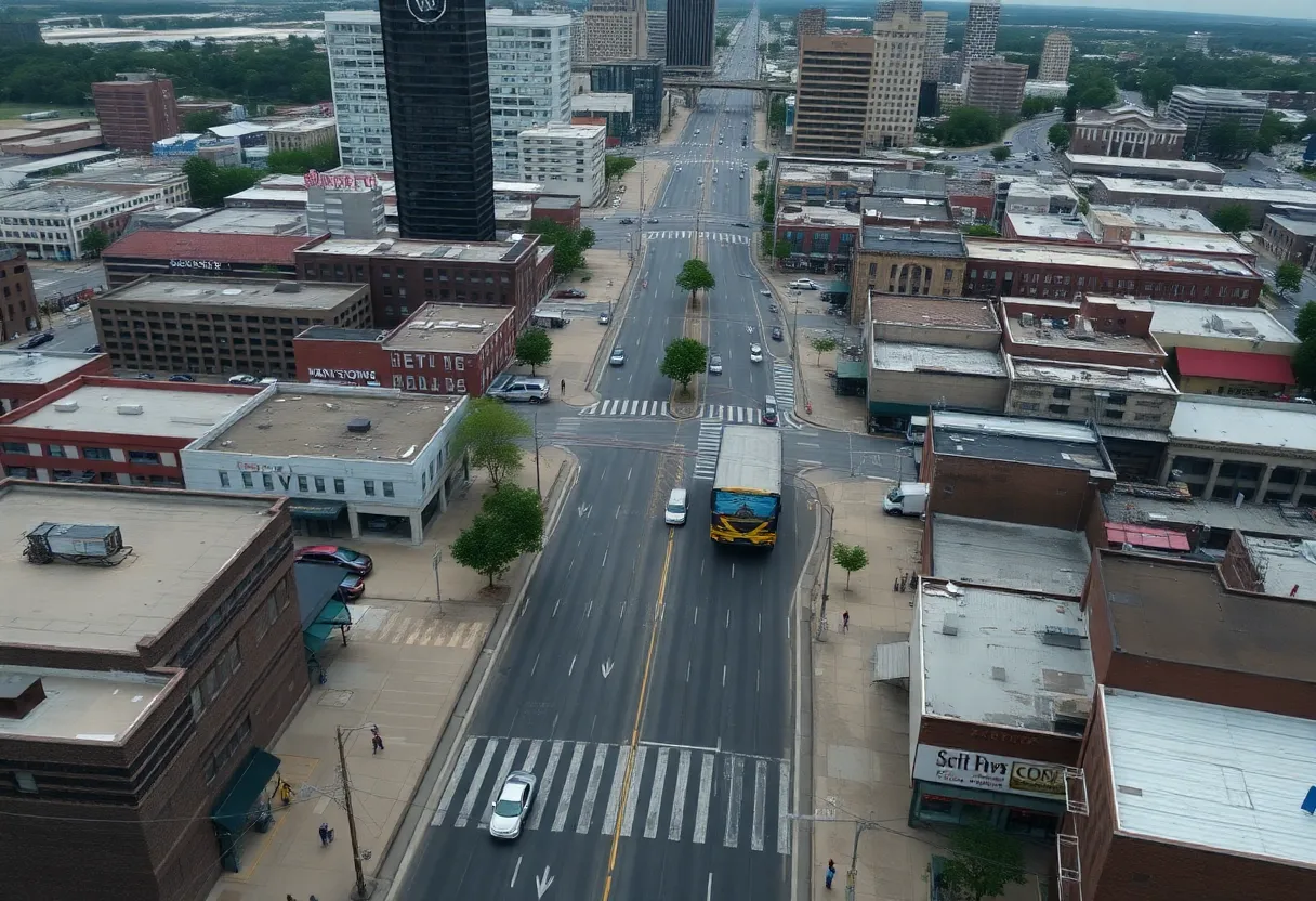 Aerial view of Shreveport, Louisiana showcasing urban stress.