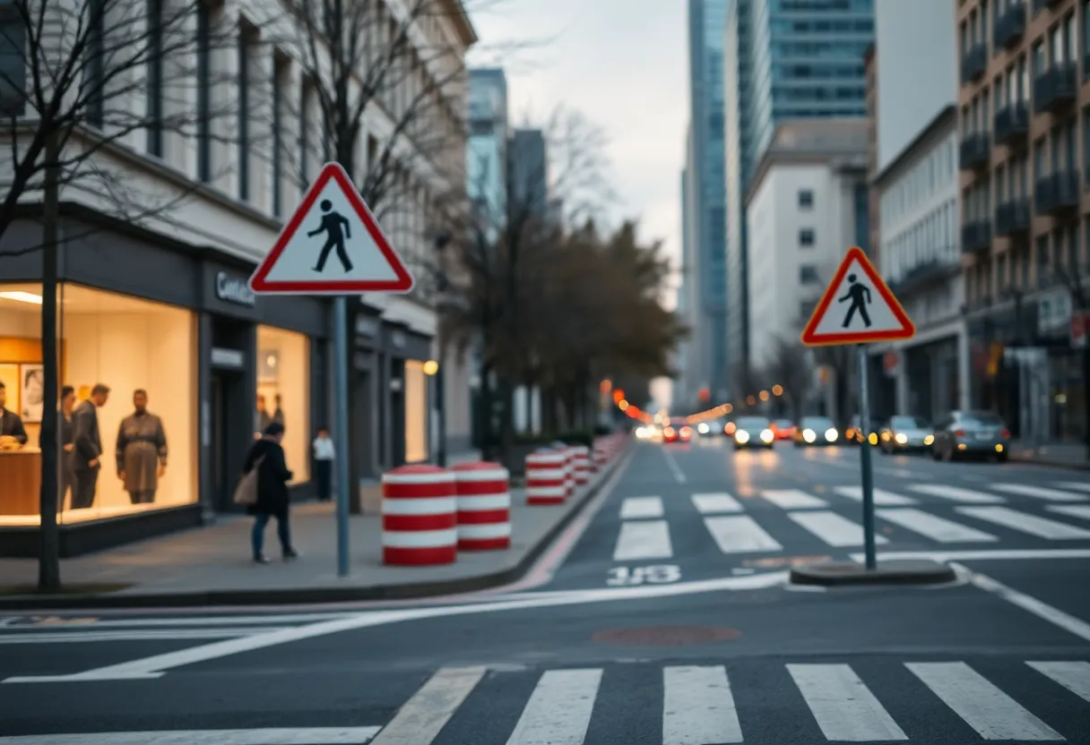 Quiet city street highlighting pedestrian safety issues