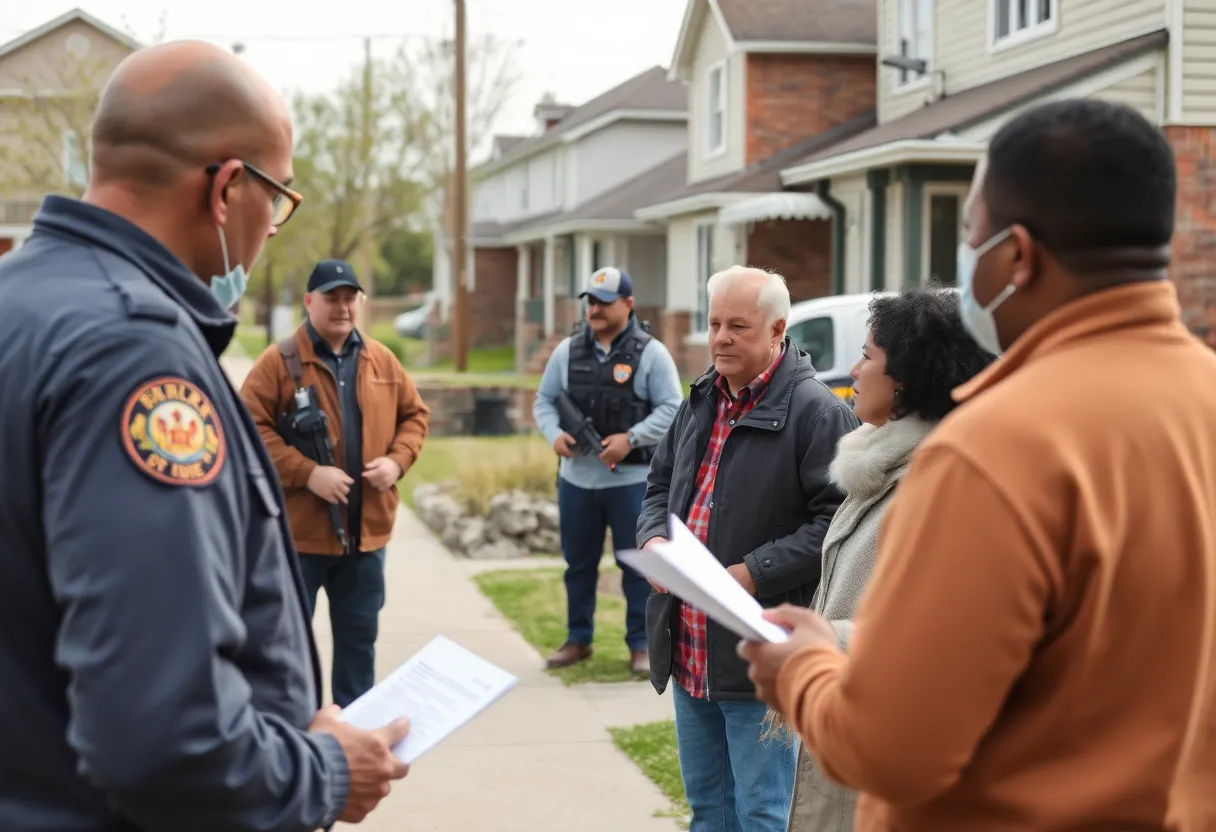 Residents engaging in a safety discussion regarding recent violent incidents.