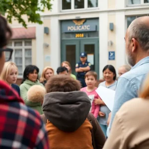Community members discussing child safety measures in Shreveport.