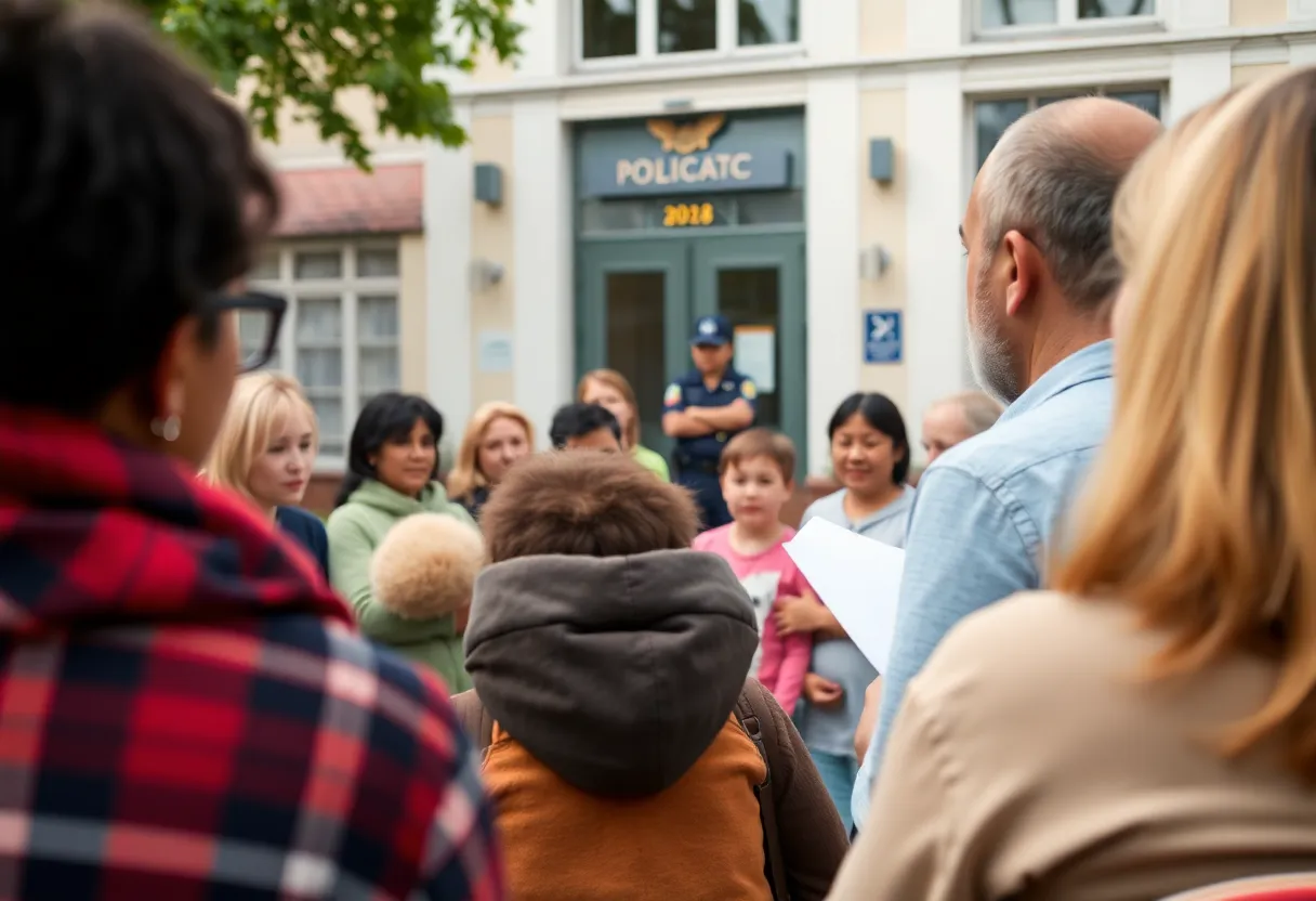 Community members discussing child safety measures in Shreveport.