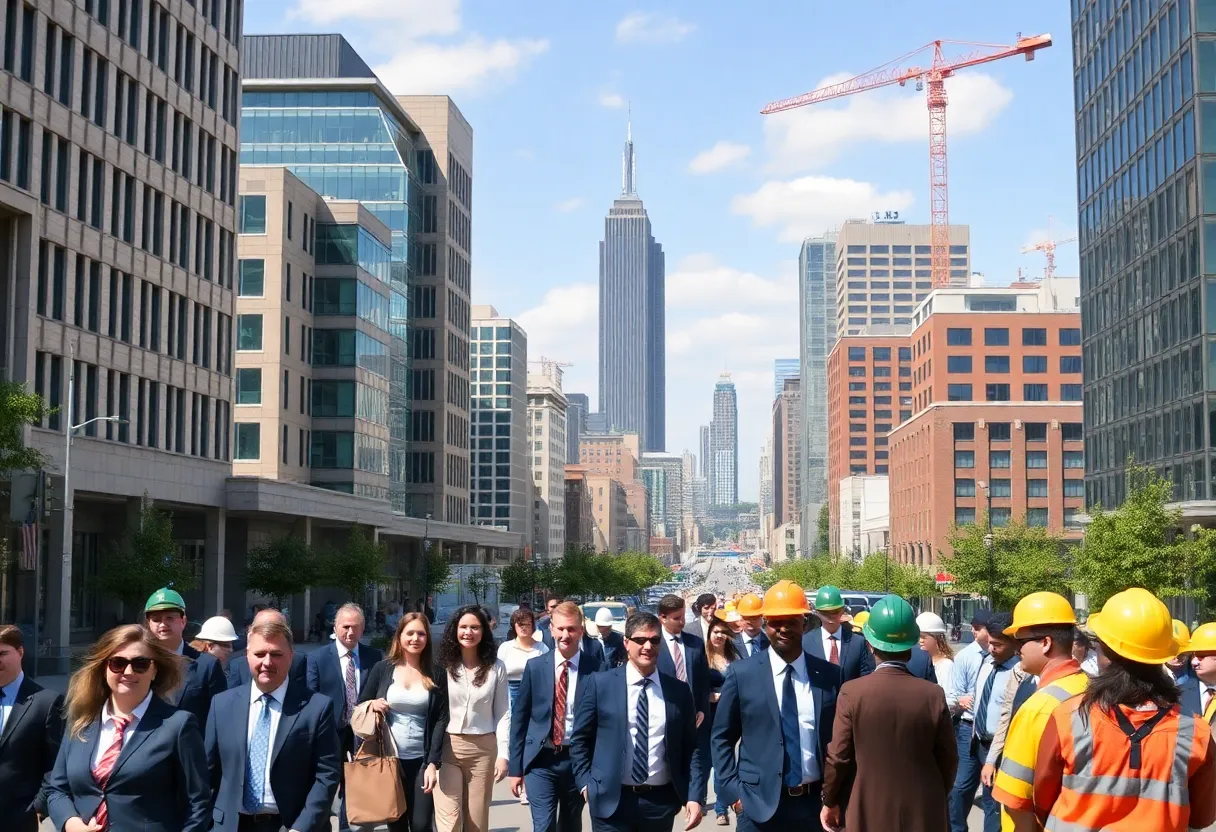 City scene in Shreveport, Louisiana representing economic growth