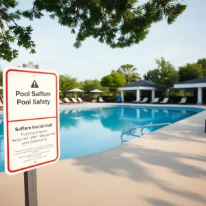 Pool area at Shreveport Elks Lodge with safety measures