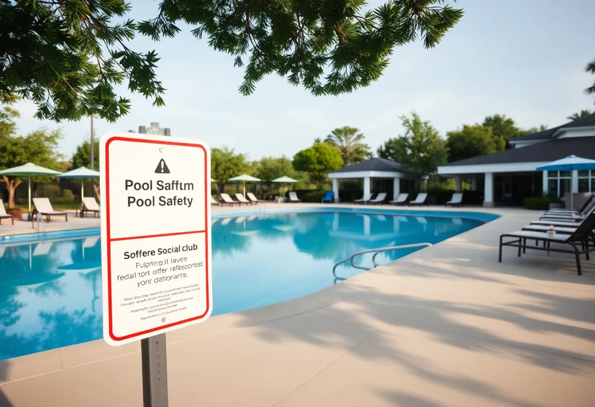 Pool area at Shreveport Elks Lodge with safety measures