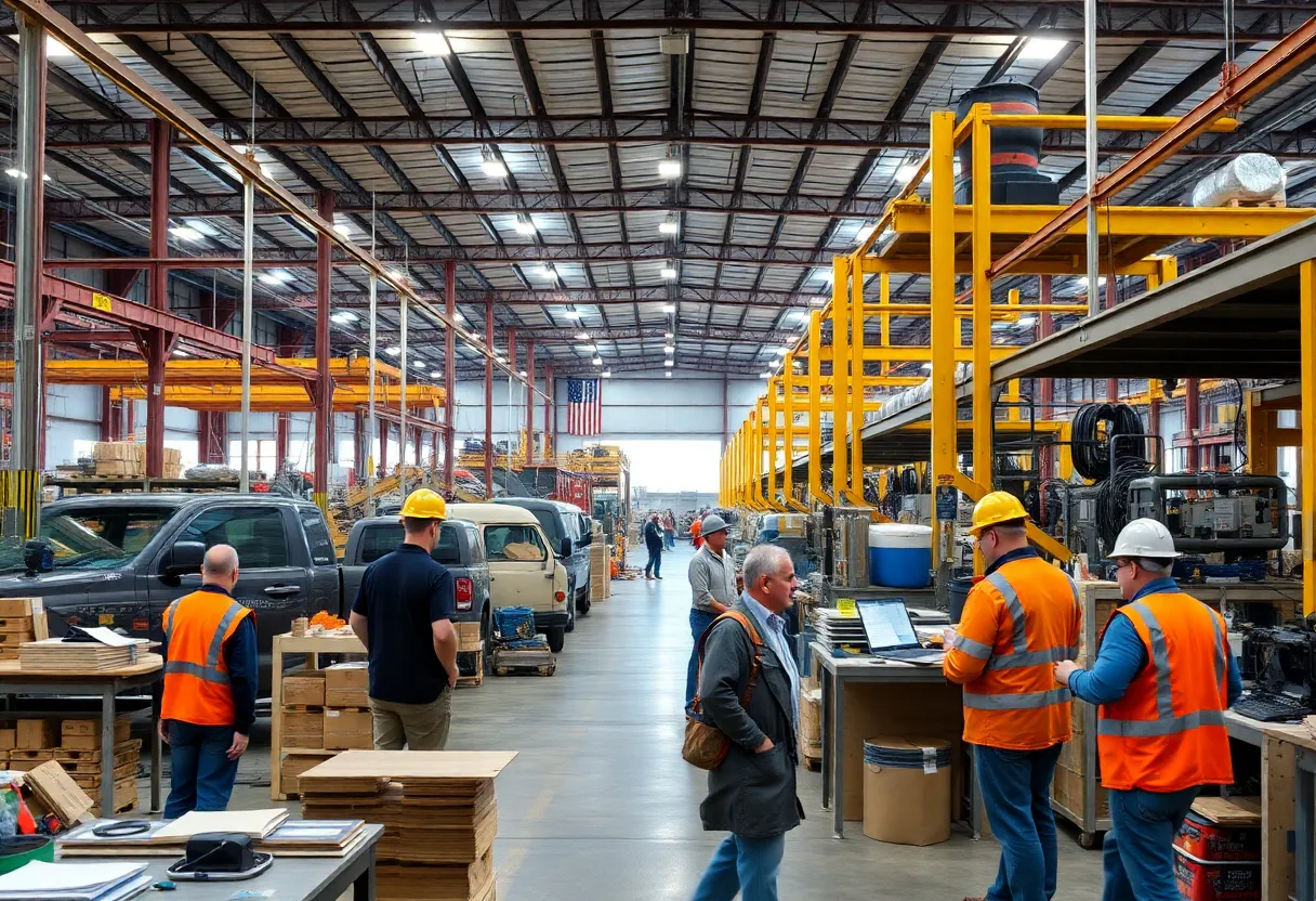Busy manufacturing facility in Shreveport, Louisiana reflecting job growth.