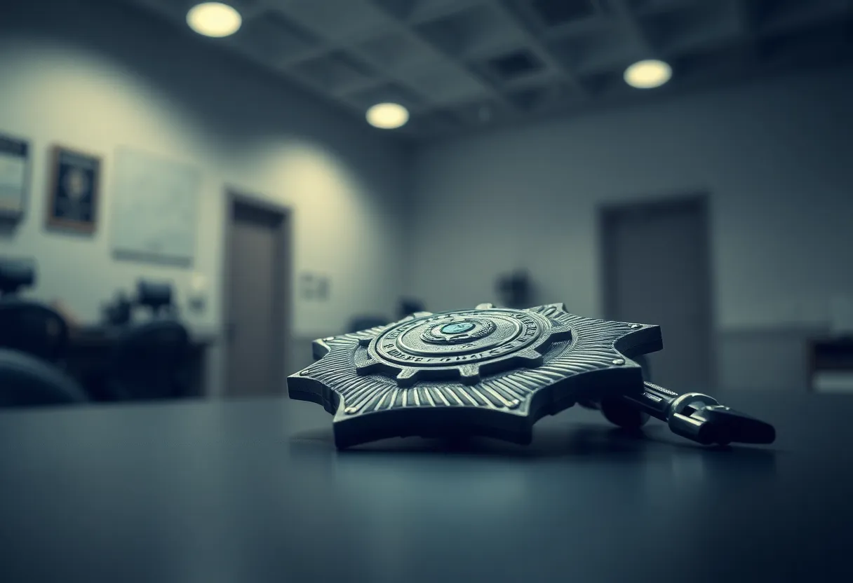 Police badge representing law enforcement in Shreveport