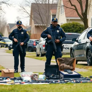 Officers conducting a police operation in Shreveport