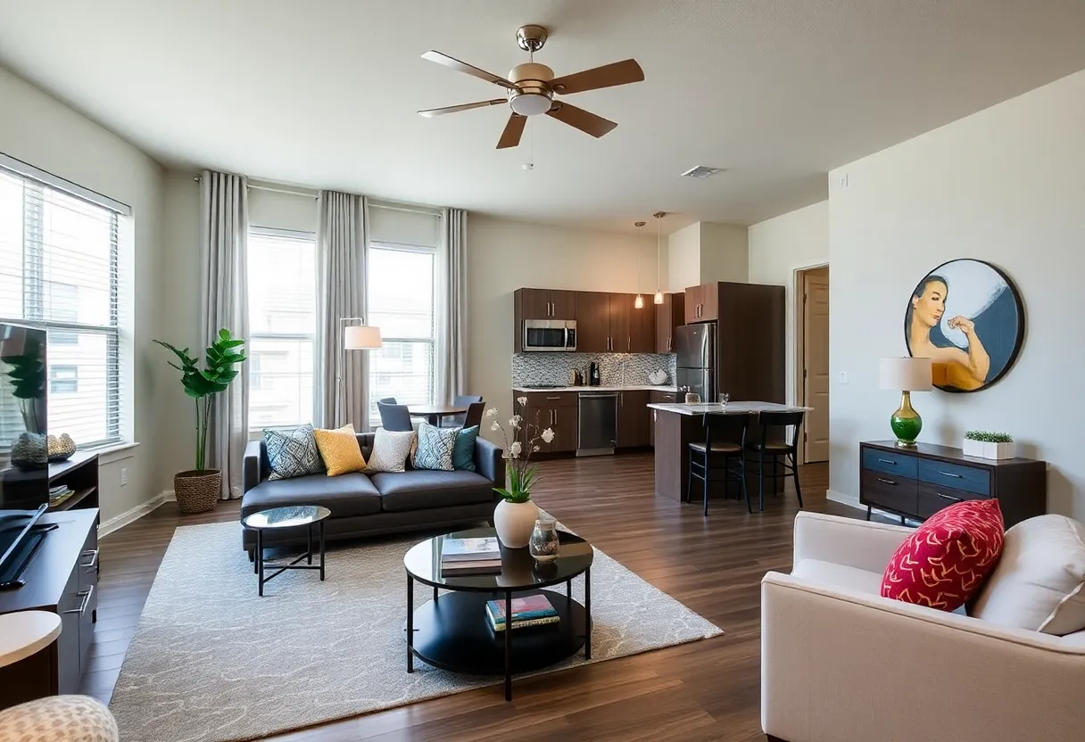 Interior view of a renovated rental apartment in Shreveport