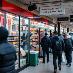Retail store with security awareness signs