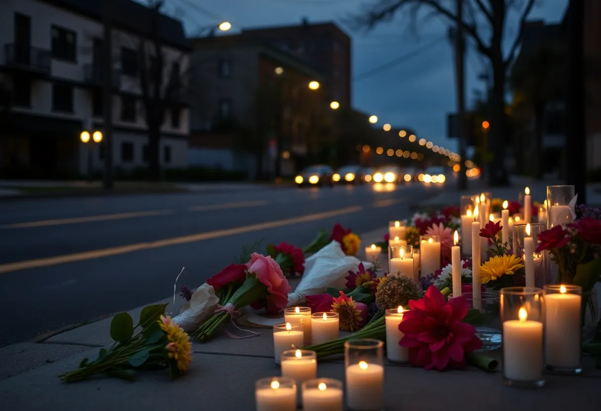 Vigil with candles and flowers in Shreveport