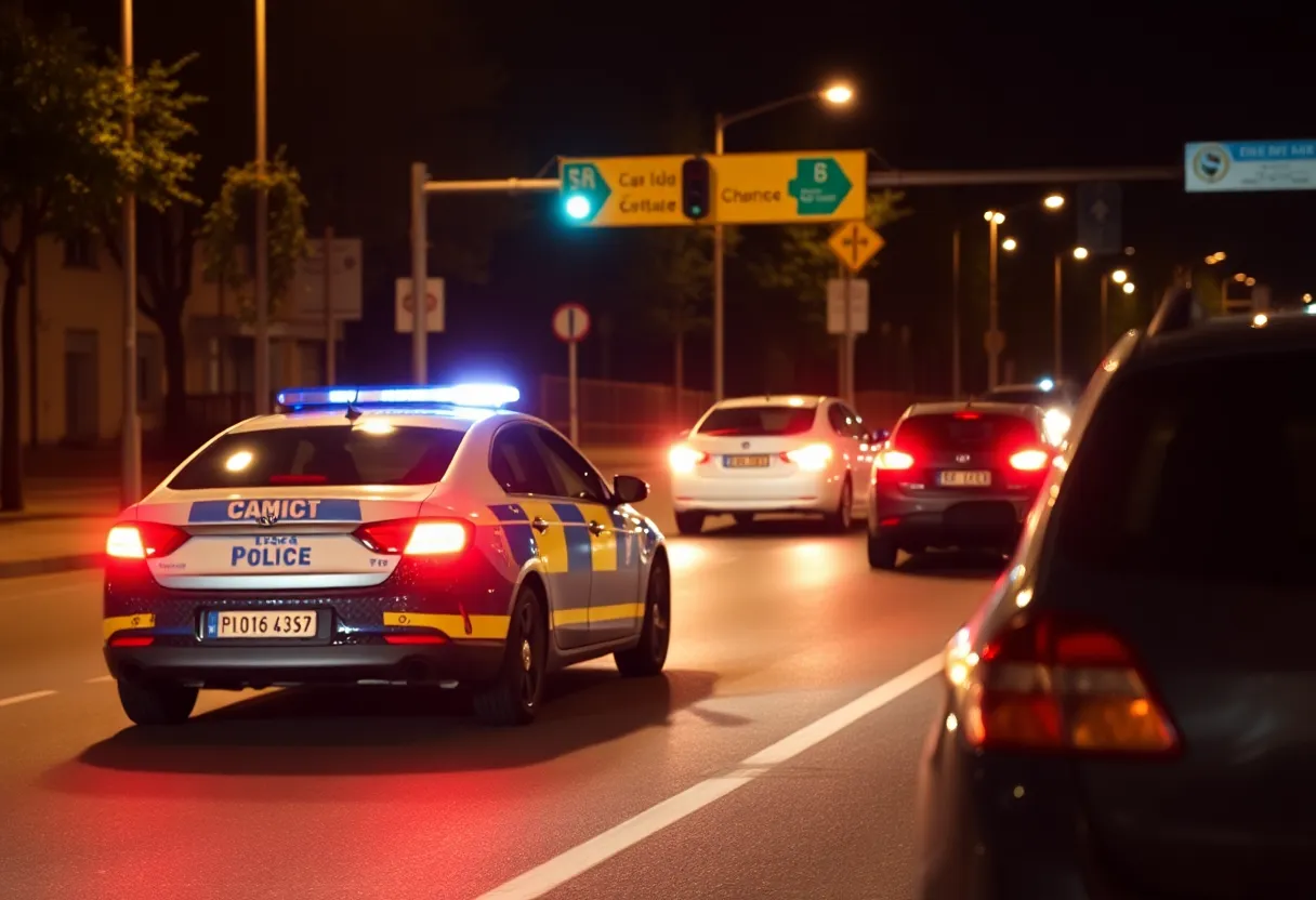 Shreveport police car during a traffic stop