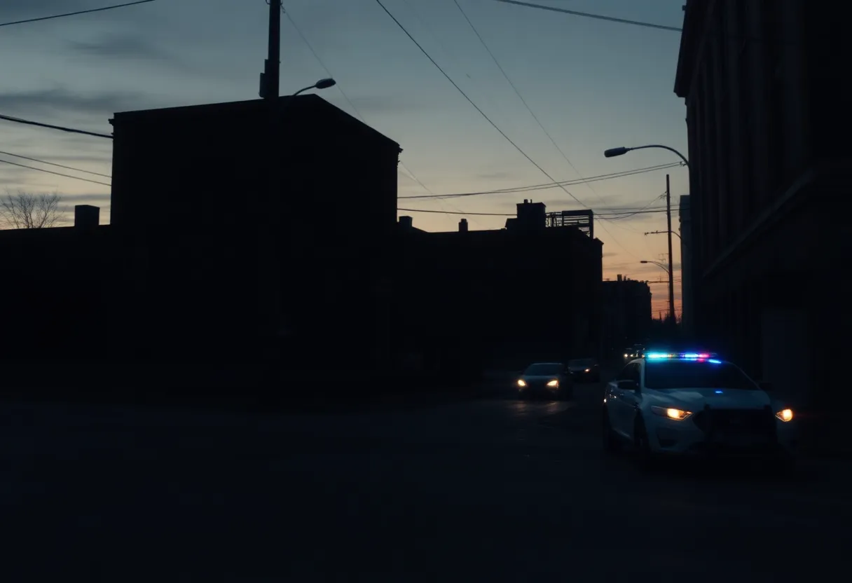 Urban landscape in Shreveport with shadows suggesting mystery