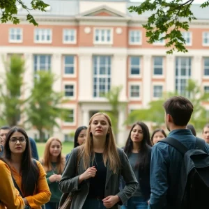 Students discussing concerns on the Southern University campus