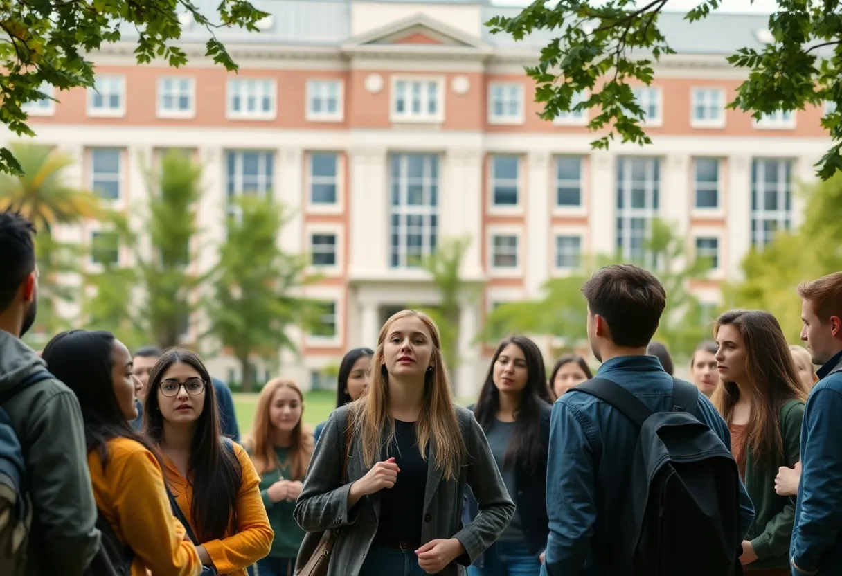 Students discussing concerns on the Southern University campus