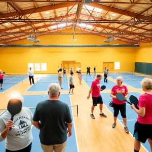 Interior view of The Picklr indoor pickleball facility in Bossier City.