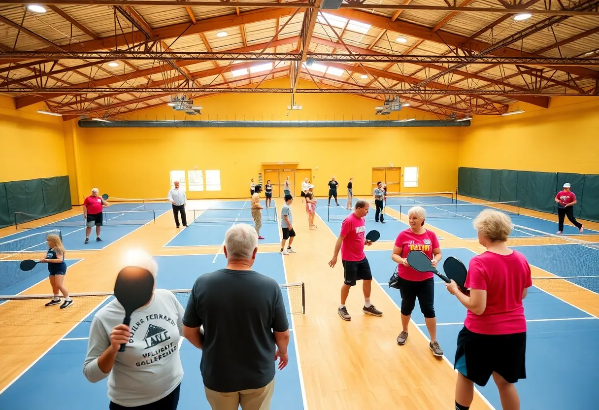 Interior view of The Picklr indoor pickleball facility in Bossier City.