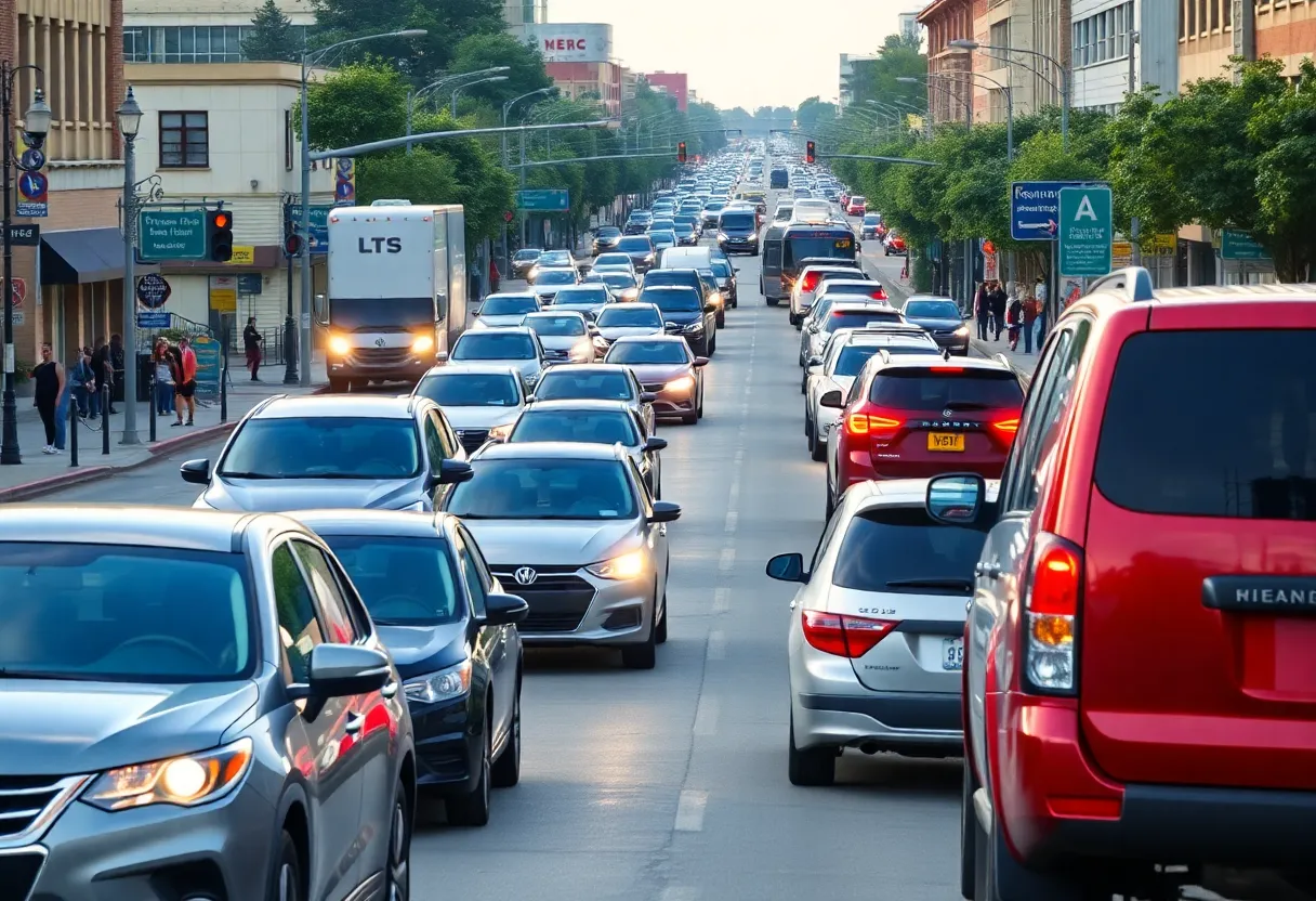 Heavy traffic congestion on a busy street in Bossier City