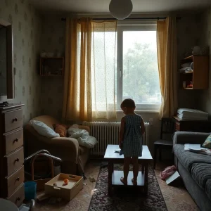 Living room of an apartment with clutter and signs of pest issues