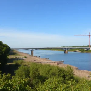 View of Red River near construction site