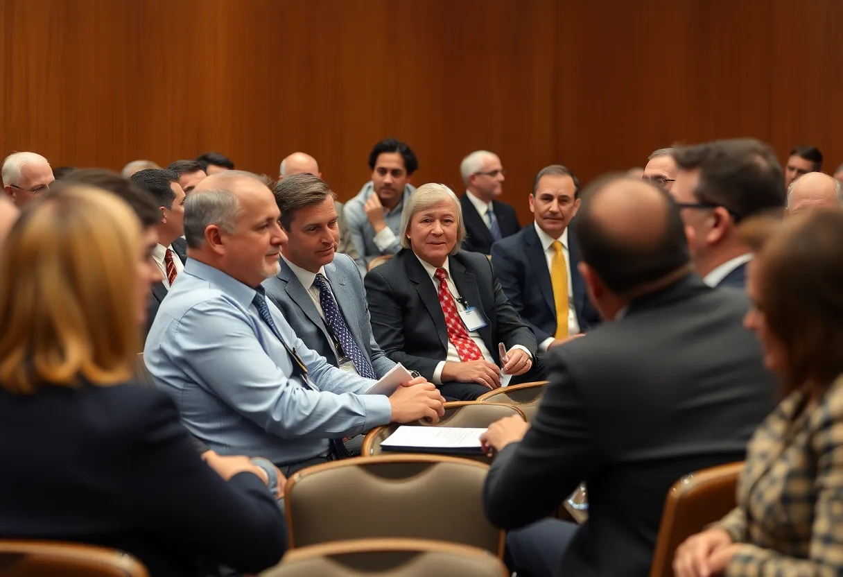 Business leaders and elected officials engaging in discussions at the Bossier Chamber event.